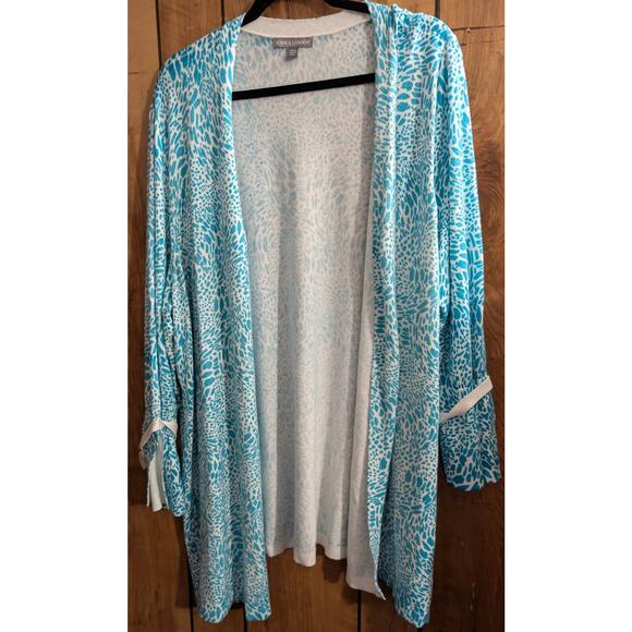 Jessica London Plus Size 26/28 Open Front Long Duster Cardigan Sweater Stretch - Picture 1 of 5